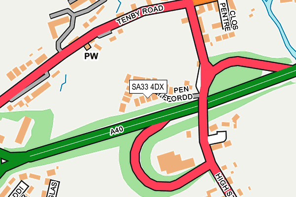 SA33 4DX map - OS OpenMap – Local (Ordnance Survey)