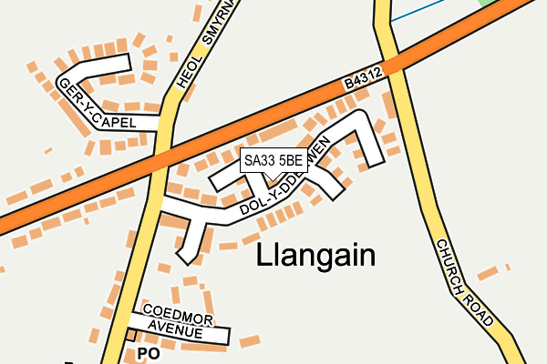 SA33 5BE map - OS OpenMap – Local (Ordnance Survey)