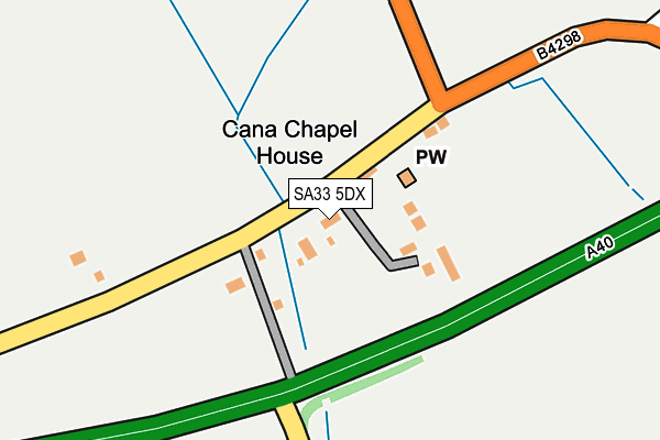 SA33 5DX map - OS OpenMap – Local (Ordnance Survey)