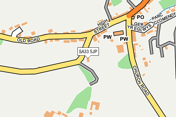 SA33 5JP map - OS OpenMap – Local (Ordnance Survey)