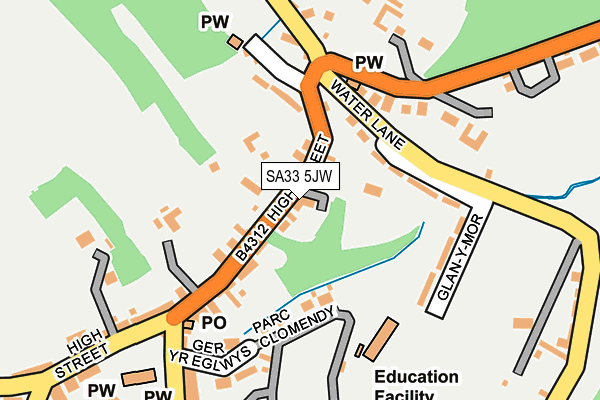SA33 5JW map - OS OpenMap – Local (Ordnance Survey)