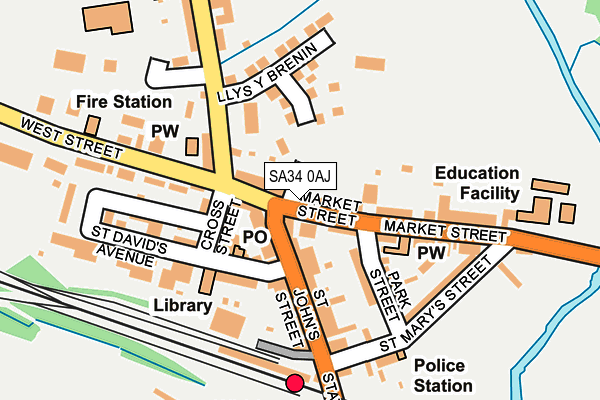 SA34 0AJ map - OS OpenMap – Local (Ordnance Survey)