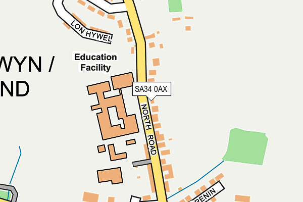 SA34 0AX map - OS OpenMap – Local (Ordnance Survey)