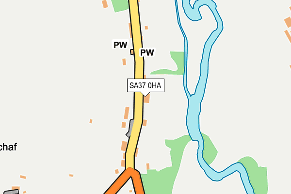 SA37 0HA map - OS OpenMap – Local (Ordnance Survey)