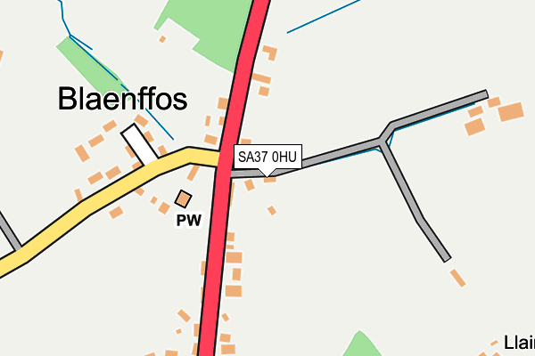 SA37 0HU map - OS OpenMap – Local (Ordnance Survey)