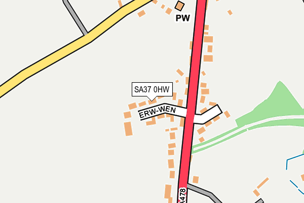 SA37 0HW map - OS OpenMap – Local (Ordnance Survey)
