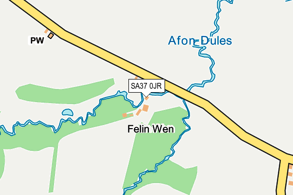 SA37 0JR map - OS OpenMap – Local (Ordnance Survey)