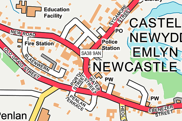 SA38 9AN map - OS OpenMap – Local (Ordnance Survey)