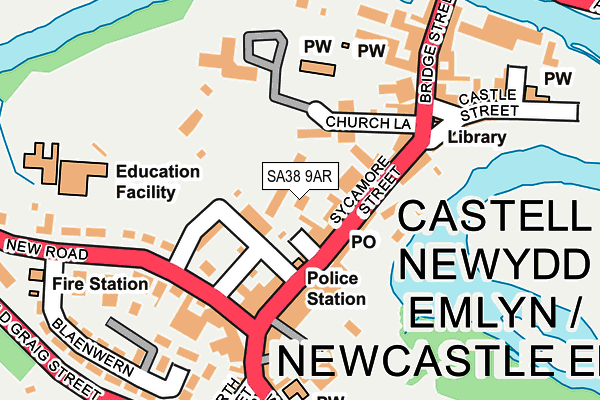 SA38 9AR map - OS OpenMap – Local (Ordnance Survey)