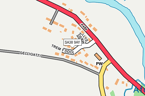 SA38 9AY map - OS OpenMap – Local (Ordnance Survey)