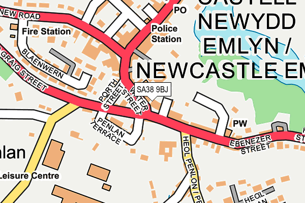 SA38 9BJ map - OS OpenMap – Local (Ordnance Survey)