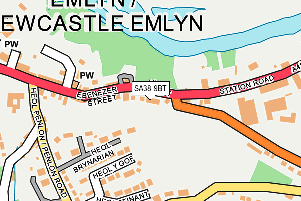 SA38 9BT map - OS OpenMap – Local (Ordnance Survey)