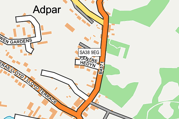 SA38 9EG map - OS OpenMap – Local (Ordnance Survey)