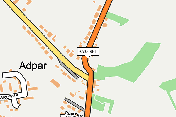 SA38 9EL map - OS OpenMap – Local (Ordnance Survey)