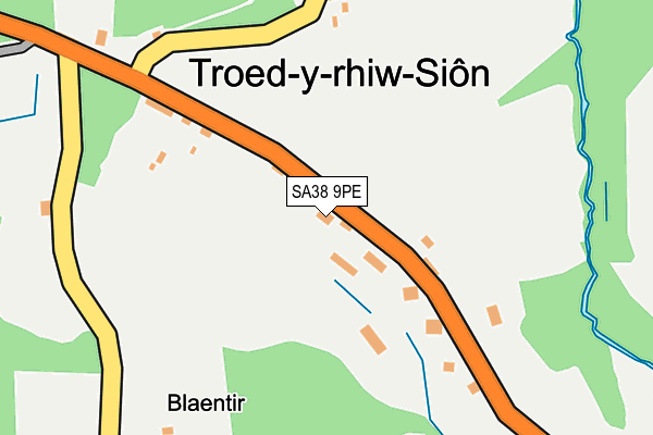 SA38 9PE map - OS OpenMap – Local (Ordnance Survey)