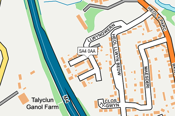 SA4 0AA map - OS OpenMap – Local (Ordnance Survey)