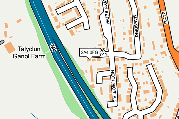 SA4 0FG map - OS OpenMap – Local (Ordnance Survey)