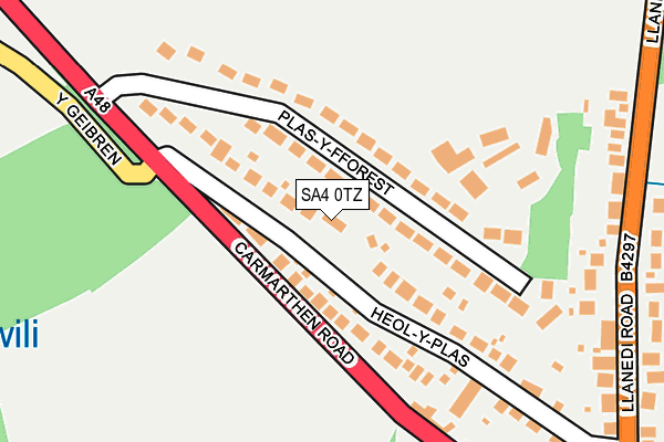 SA4 0TZ map - OS OpenMap – Local (Ordnance Survey)