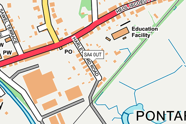 SA4 0UT map - OS OpenMap – Local (Ordnance Survey)