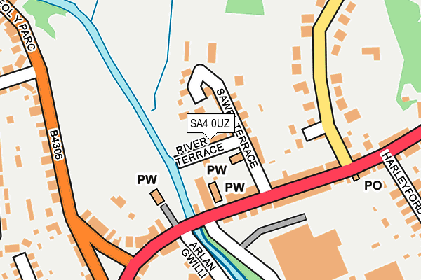 SA4 0UZ map - OS OpenMap – Local (Ordnance Survey)