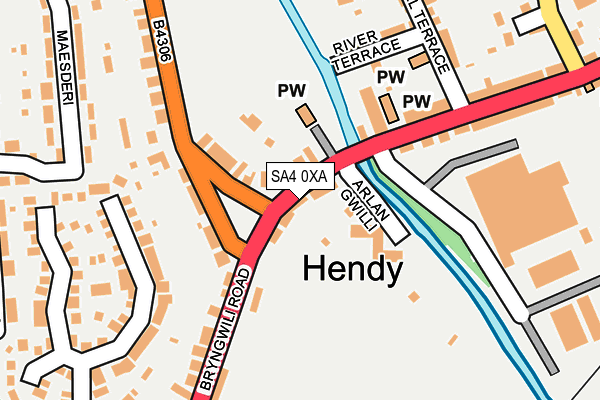 SA4 0XA map - OS OpenMap – Local (Ordnance Survey)