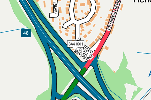 SA4 0XH map - OS OpenMap – Local (Ordnance Survey)