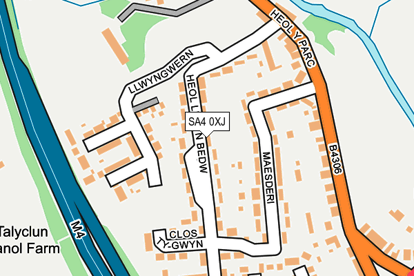 SA4 0XJ map - OS OpenMap – Local (Ordnance Survey)