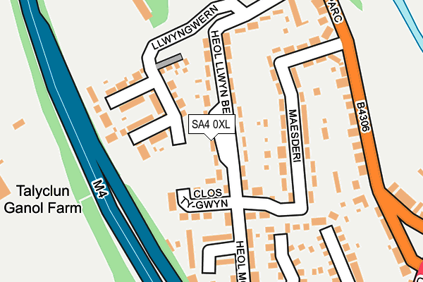 SA4 0XL map - OS OpenMap – Local (Ordnance Survey)