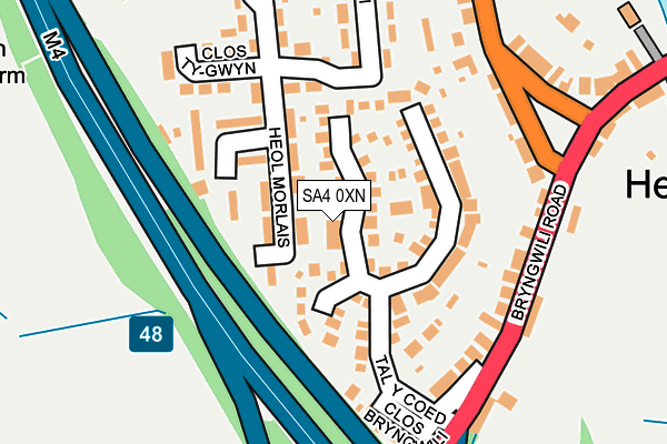 SA4 0XN map - OS OpenMap – Local (Ordnance Survey)