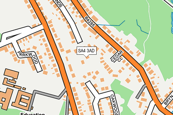 SA4 3AD map - OS OpenMap – Local (Ordnance Survey)