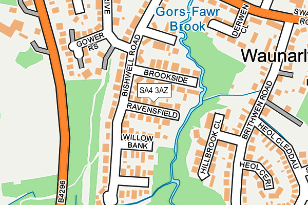 SA4 3AZ map - OS OpenMap – Local (Ordnance Survey)