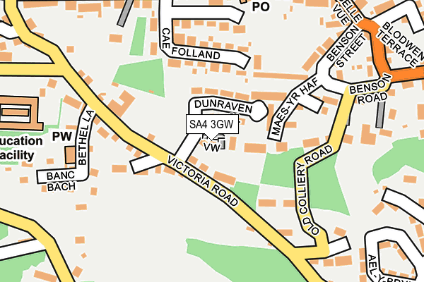 SA4 3GW map - OS OpenMap – Local (Ordnance Survey)
