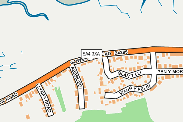 SA4 3XA map - OS OpenMap – Local (Ordnance Survey)