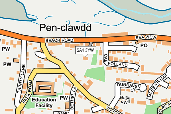 SA4 3YW map - OS OpenMap – Local (Ordnance Survey)