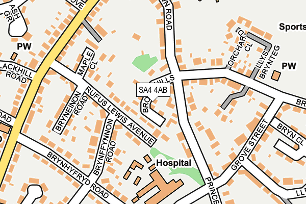 SA4 4AB map - OS OpenMap – Local (Ordnance Survey)