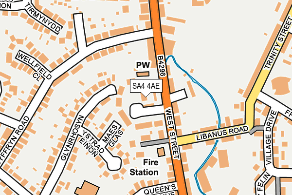 SA4 4AE map - OS OpenMap – Local (Ordnance Survey)