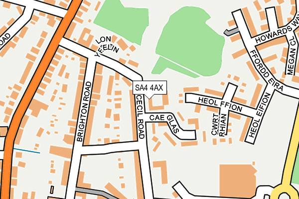 SA4 4AX map - OS OpenMap – Local (Ordnance Survey)
