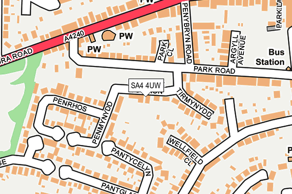 SA4 4UW map - OS OpenMap – Local (Ordnance Survey)