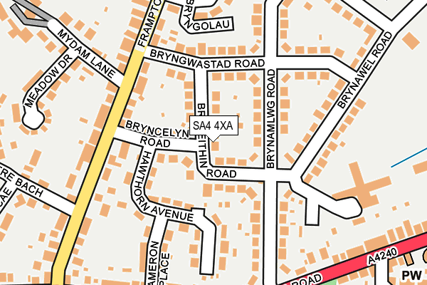 SA4 4XA map - OS OpenMap – Local (Ordnance Survey)