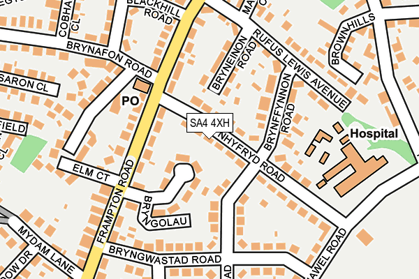 SA4 4XH map - OS OpenMap – Local (Ordnance Survey)