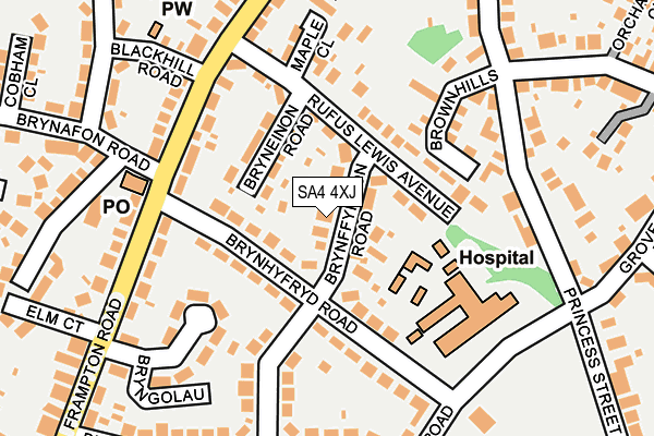 SA4 4XJ map - OS OpenMap – Local (Ordnance Survey)