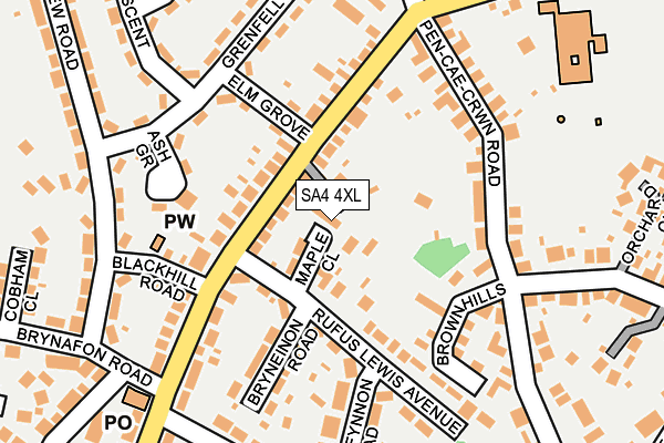 SA4 4XL map - OS OpenMap – Local (Ordnance Survey)