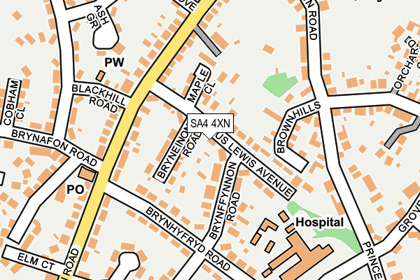 SA4 4XN map - OS OpenMap – Local (Ordnance Survey)