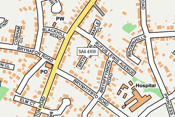 SA4 4XW map - OS OpenMap – Local (Ordnance Survey)