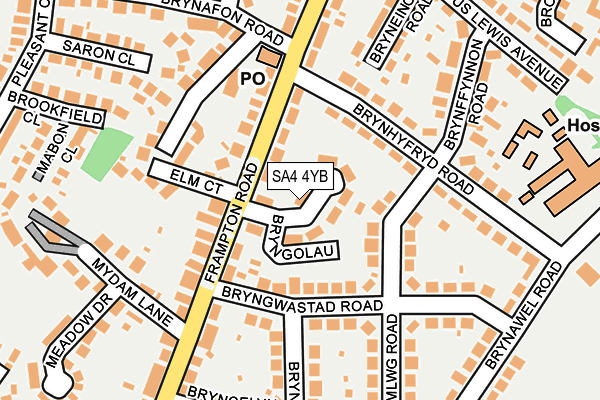 SA4 4YB map - OS OpenMap – Local (Ordnance Survey)