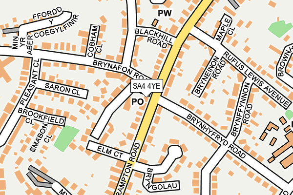 SA4 4YE map - OS OpenMap – Local (Ordnance Survey)