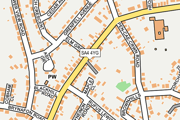 SA4 4YG map - OS OpenMap – Local (Ordnance Survey)