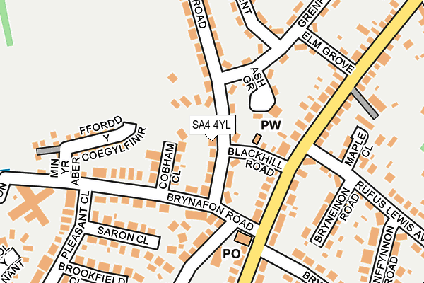 SA4 4YL map - OS OpenMap – Local (Ordnance Survey)