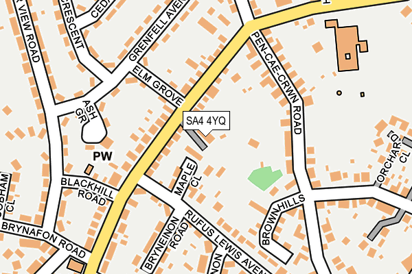 SA4 4YQ map - OS OpenMap – Local (Ordnance Survey)