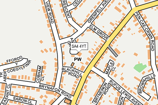 SA4 4YT map - OS OpenMap – Local (Ordnance Survey)
